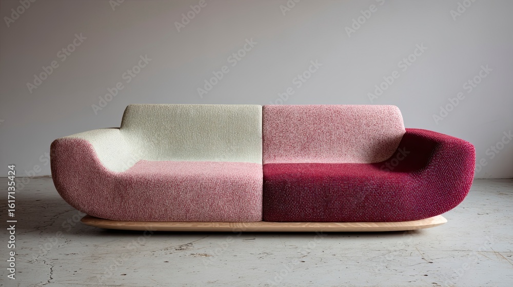 Obraz premium Modern pink and burgundy sectional sofa