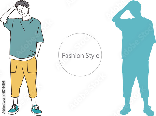 おしゃれなファッションスタイルの男性イラスト素材