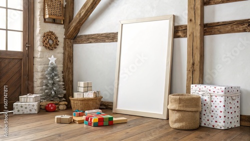 Childrenâ€™s Art Mockup with Blank Frame and Whimsical Touches