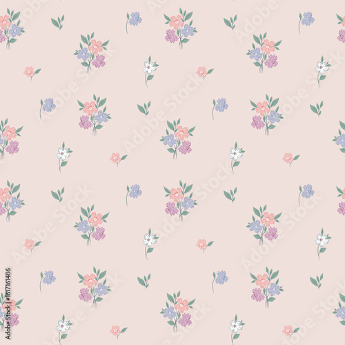 Flower pattern. Ditsy floral seamless pattern. Small little flower background. Repeat pattern. Ditsy print. Botanic surface design. Ditsy floral flower pattern for fashion, fabric, wrapping, decor
