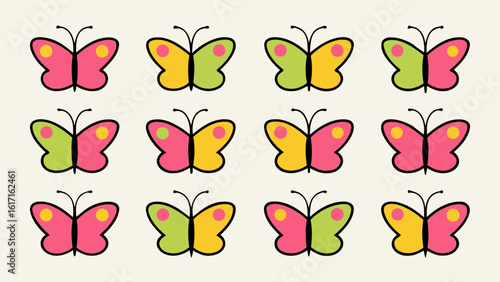 Collection of stylized flying insects showcasing a variety of graceful wing patterns and silhouettes in a cohesive graphic design set