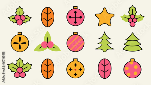 Festive holiday botanical illustration featuring traditional holly leaves and bright red berries for seasonal celebrations and winter decor