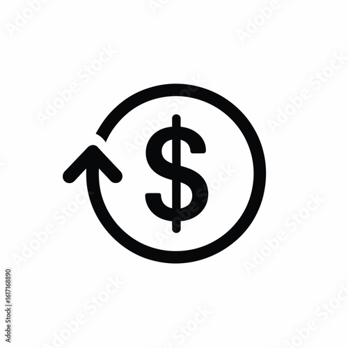 Dollar sign inside a circular arrow indicating money return or refund