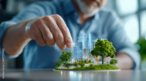 Urban development model creation office space 3d design office environment close-up innovative planning