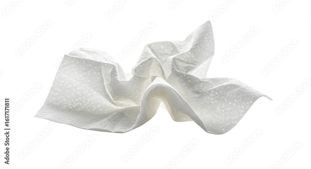 Obraz premium Closeup of a Crumpled White Facial Tissue Isolated