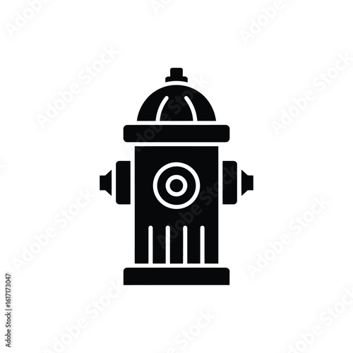 Black silhouette of a fire hydrant on a white background