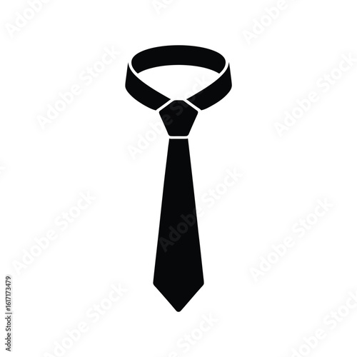 Classic black necktie with collar silhouette