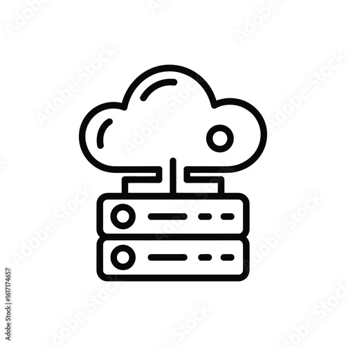 Cloud computing icon with stacked servers and data connection