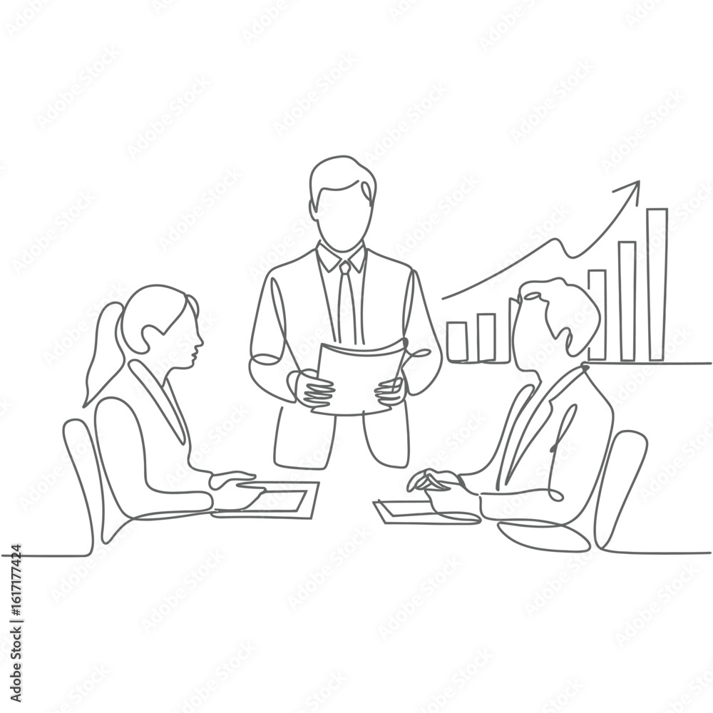 Business meeting with growth chart in the background Business meeting with growth chart in the background