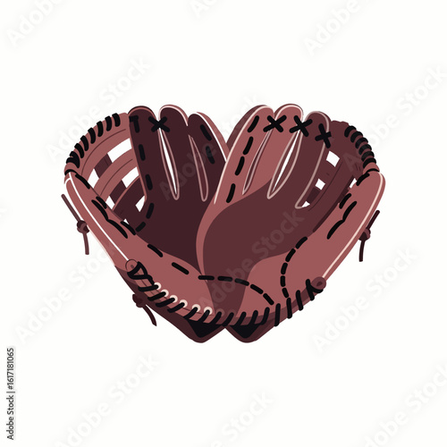 Symmetrical Heart Shape Formed by Baseball Gloves
