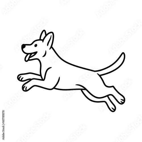 Happy dog jumping and running with its tongue out