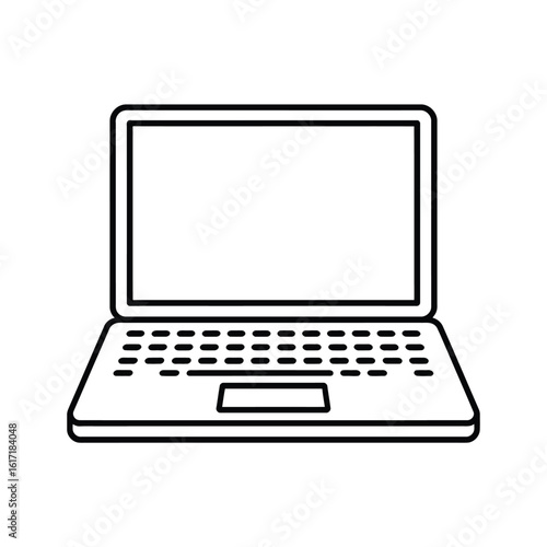 Simple line art icon of an open laptop computer