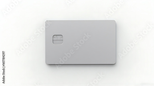 Minimalist grey credit card isolated on white background in studio shot