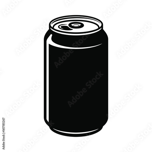 Black silhouette of a soda can on a white background