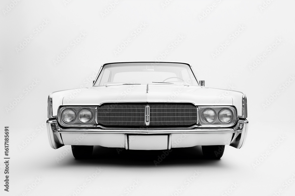 Naklejka premium Isolated classic American silver sport model car, a vintage luxury automobile