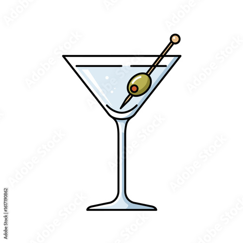 Martini with Olive Icon Flat-style Vector illustration