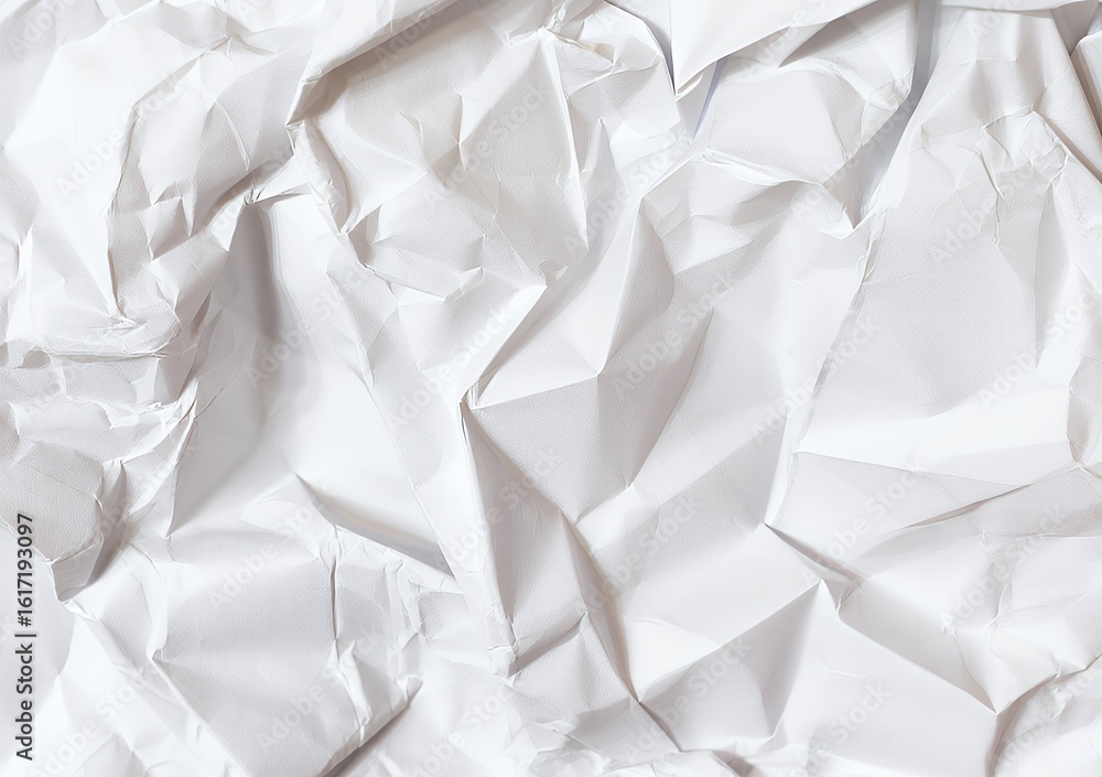 Obraz premium Crumpled White Paper Texture with Soft Shadows