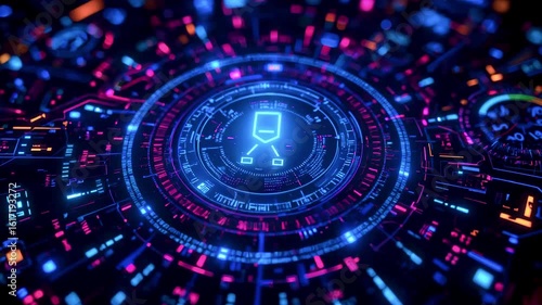 Wallpaper Mural Abstract digital design featuring vibrant circular patterns and glowing elements in a futuristic style Torontodigital.ca