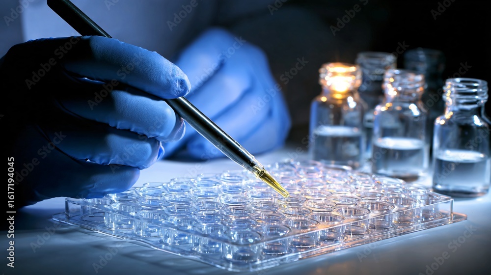 Fototapeta premium Conducting Scientific Experiments in a Laboratory Setting Close-Up Action Research Environment
