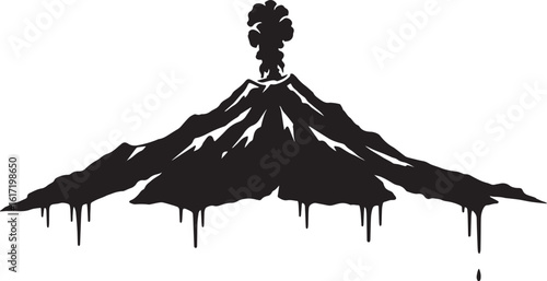 black volcano erupting with dripping lava clip art preview