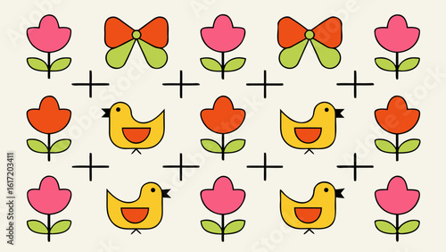 Charming floral trellis pattern with delicate bows creating a sweet and romantic aesthetic for various creative projects