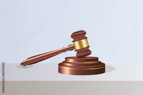 Wooden Gavel. Wooden Gavel on a table. Symbol of Justice, Law, and Legal Decision