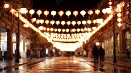 Wallpaper Mural Glowing lanterns illuminate a bustling city street Torontodigital.ca