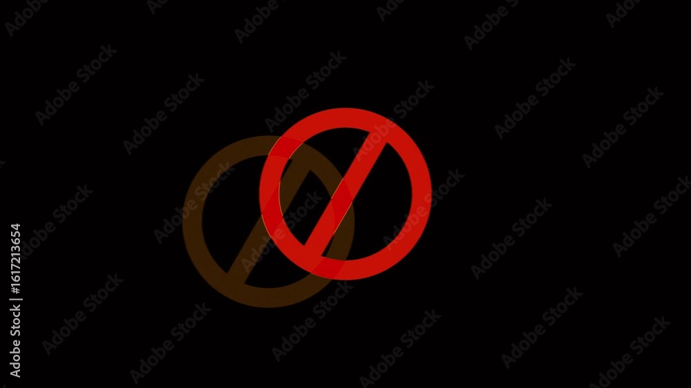 stop mark by glitch effect. 4K Background Stop sign red icon. warning or no entry forbidden circle and line symbol. stop mark by glitch effect. 4K Background Stop sign red icon. warning or no entry forbidden circle and line symbol.
