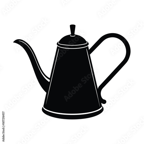 Coffee day vector art of vintage coffee pot with a long spout, isolated
