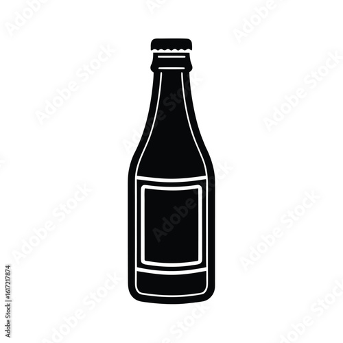 Coffee day vector art of a black bottle with a label isolated
