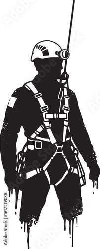 Abstract depiction of a man wearing safety gear ready for a chal