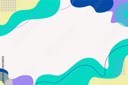 Abstract geometric background template with colorful wave shapes.