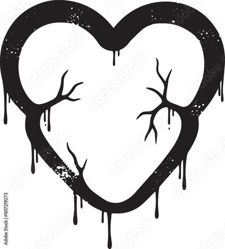 Graphic representation of heart disease with stylized drips and