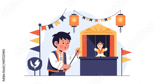 Captivating Puppet Show With Asian Influences Creates Whimsical Entertainment