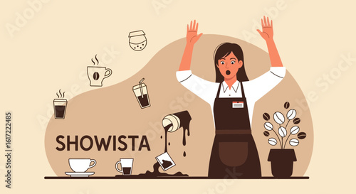 Accidental Spill At Coffee Shop Shows Chaos In Barista's Workplace Scene
