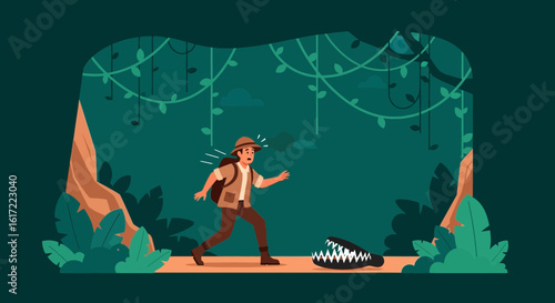 Adrenaline Surge Tourist Faces Crocodile Attack in Tropical Jungle