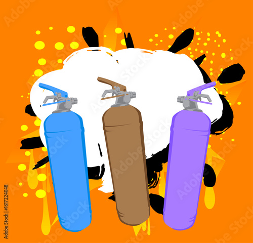 Fire Extinguisher graffiti. Abstract modern street art decoration performed in urban painting style.