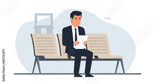 Disappointed Businessman Holds Documents After Failure, Facing Adversity
