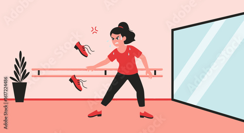 Angry Dancer Throwing Her Shoes Away After Difficult Rehearsal Frustration