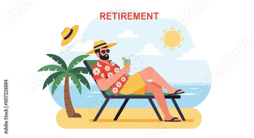 Enjoying A Tropical Beach Awaits In Sunny Retirement With Cocktail