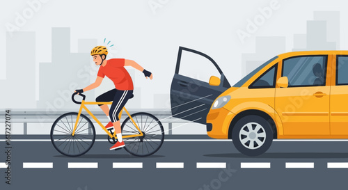 Biker About To Crash Into Car Door Opened Suddenly On The Road
