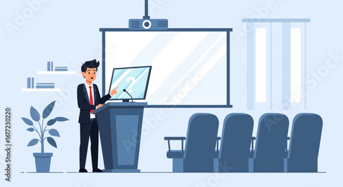 Confident Entrepreneur Presenting Business Ideas During a Pitch Deck Presentation