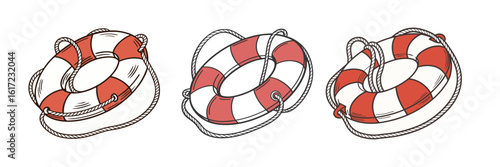 lifebuoy set vector illustration