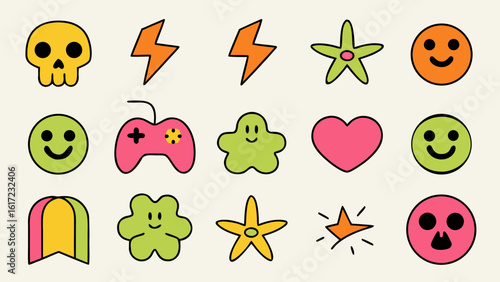 Charming hand drawn graphic elements collection featuring a variety of stylish and appealing icons for creative projects and design applications