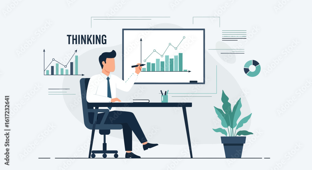 Fototapeta premium Creative Analytics Presentation By Business Professional Showing Company Performance