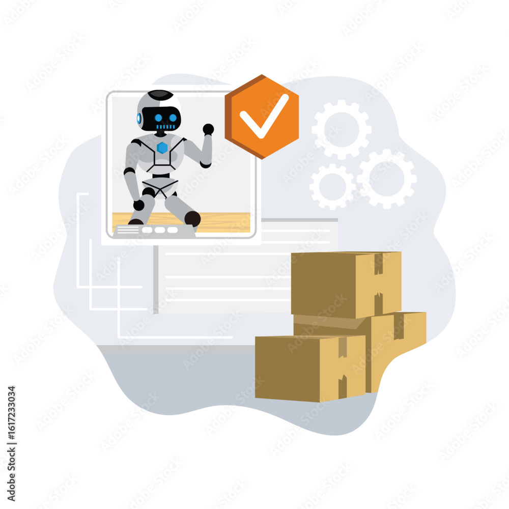 Obraz premium Futuristic robots with artificial intelligence technology depict AI-streamlined compliance.