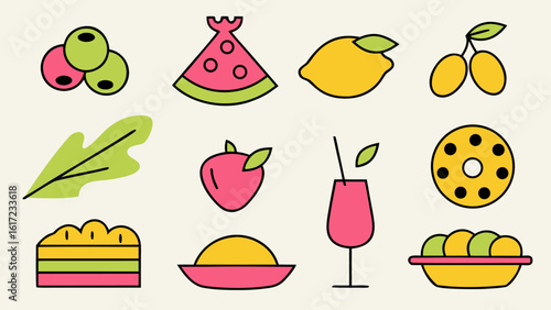 Charming hand drawn italian food assortment featuring mediterranean delicacies for culinary creations and gastronomic designs