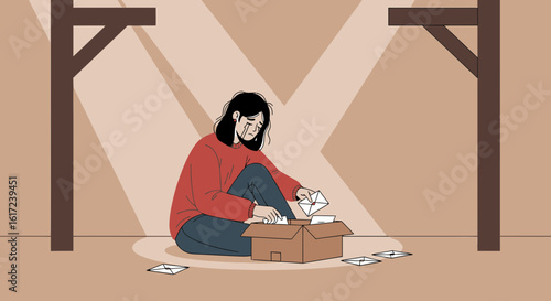 Heartbreak And Memories: A Young Woman Revisiting Old Letters With Sorrow
