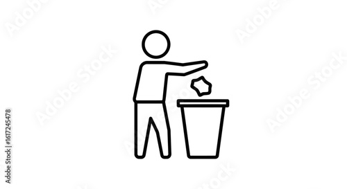 Person disposing of waste responsibly into a trash can.