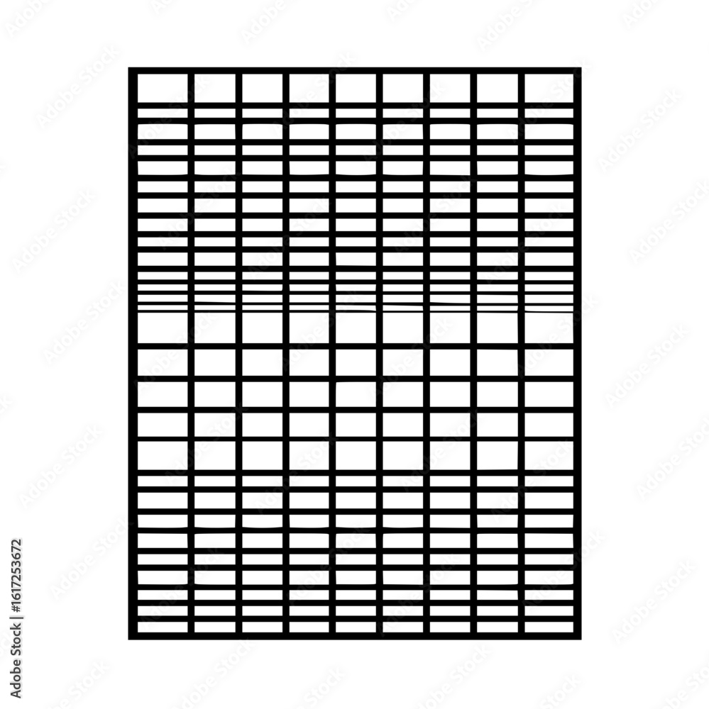 Fototapeta premium Illustration of a rectangular grid with varying horizontal line spacing and black outline design element